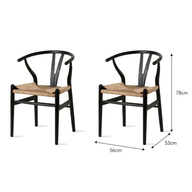 Chilthorne Wishbone Dining Chairs - Black (Set of 2)10 - Duck Barn Interiors