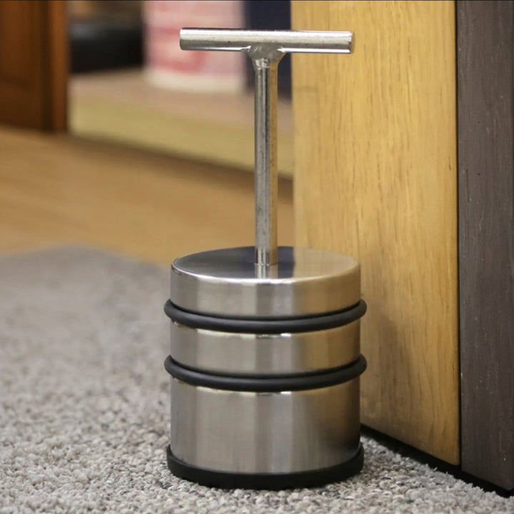 Chrome Door Stop with Handle2 - Duck Barn Interiors