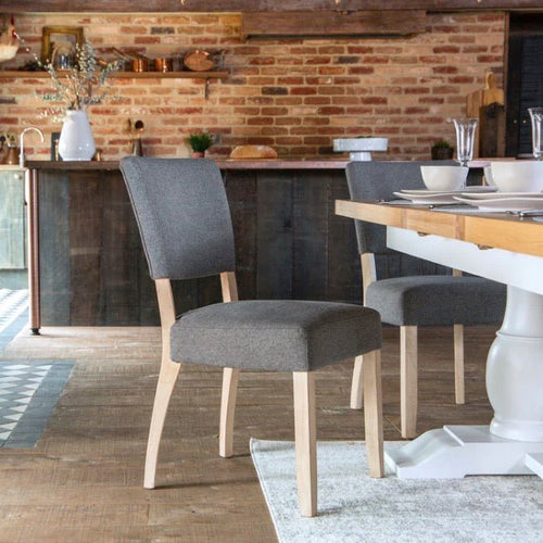 Clanfield White Fabric Dining Chair - Grey (Pair)
