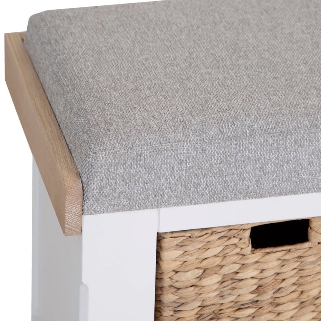 Clanfield White Hallway Storage Seating Bench3 - Duck Barn Interiors