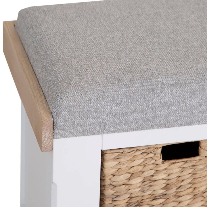 Clanfield White Hallway Storage Seating Bench3 - Duck Barn Interiors