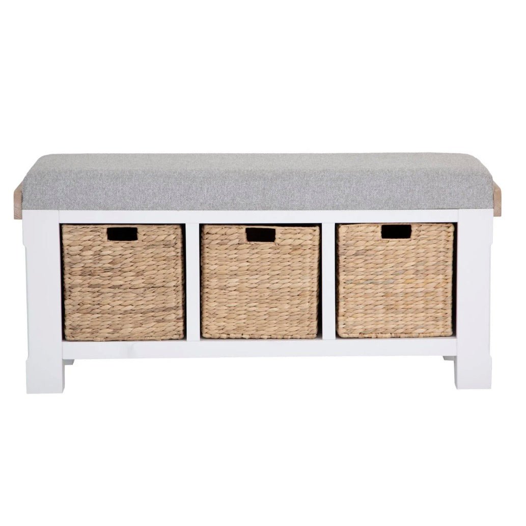 Clanfield White Hallway Storage Seating Bench6 - Duck Barn Interiors