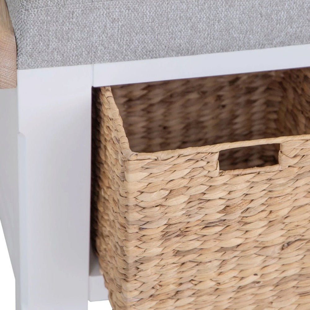 Clanfield White Hallway Storage Seating Bench2 - Duck Barn Interiors