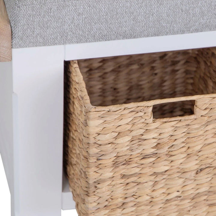 Clanfield White Hallway Storage Seating Bench2 - Duck Barn Interiors