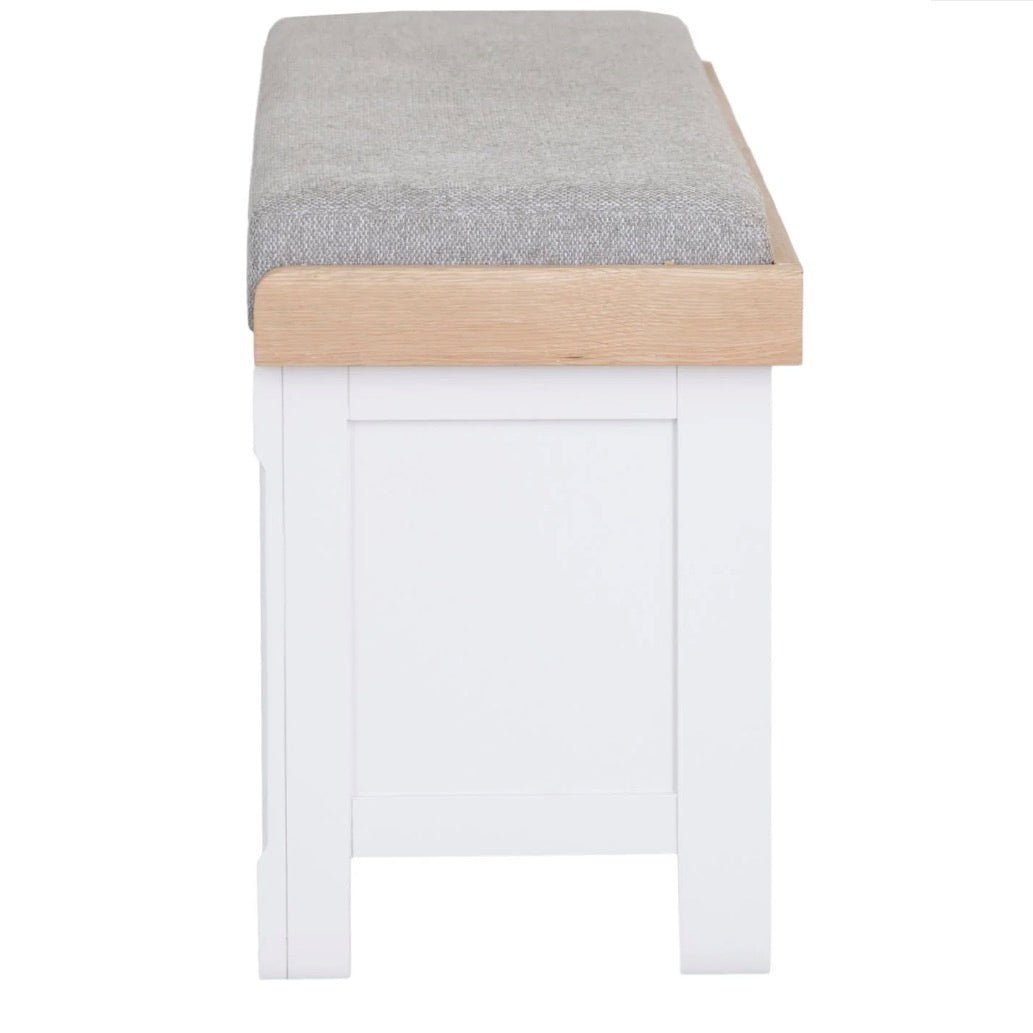 Clanfield White Hallway Storage Seating Bench7 - Duck Barn Interiors