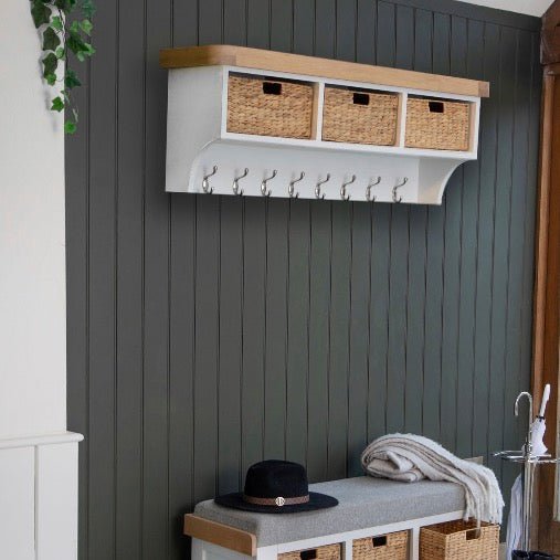 Clanfield White Large Hall Bench Top1 - Duck Barn Interiors