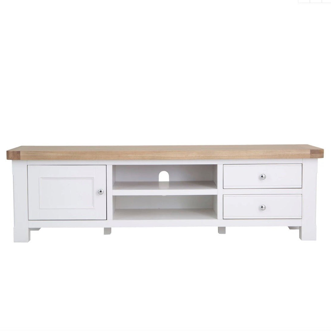Clanfield White Large TV Unit2 - Duck Barn Interiors
