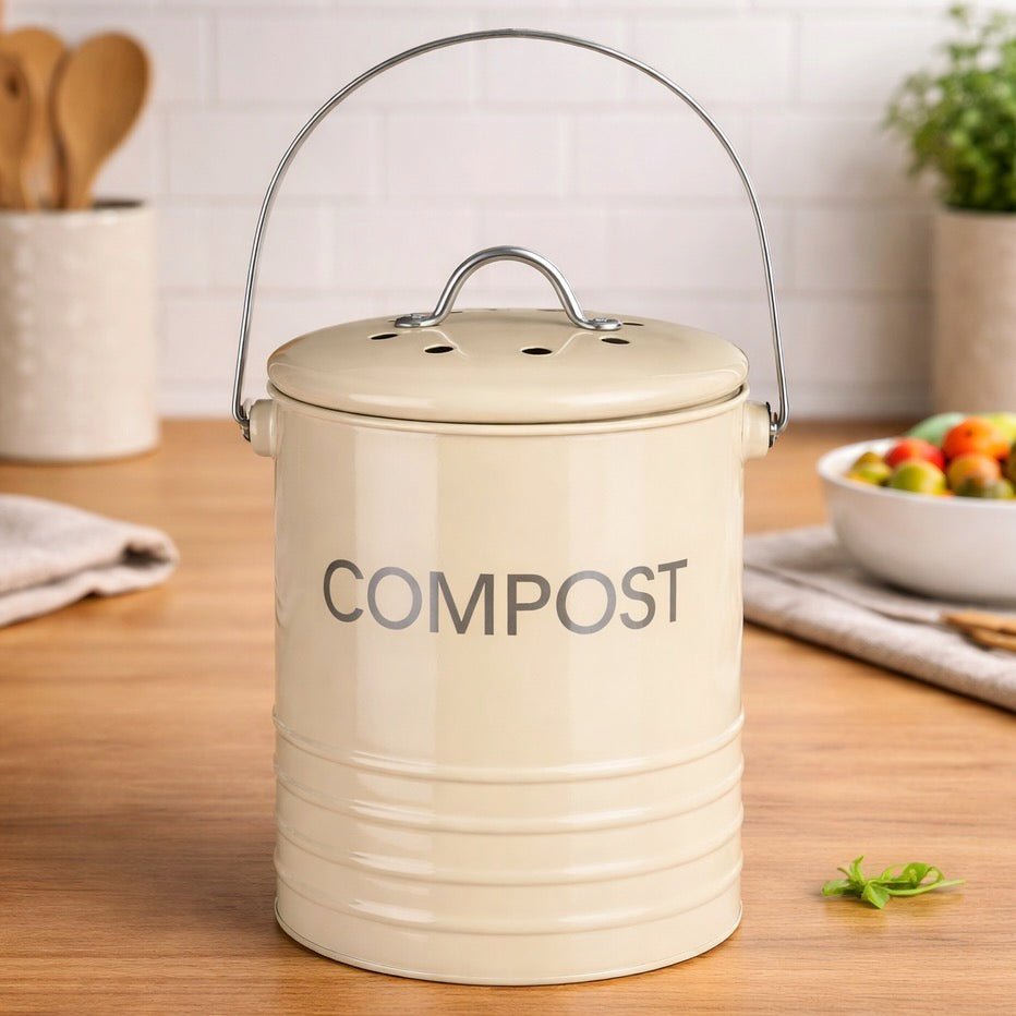 Compost Bin with Handle - Cream1 - Duck Barn Interiors