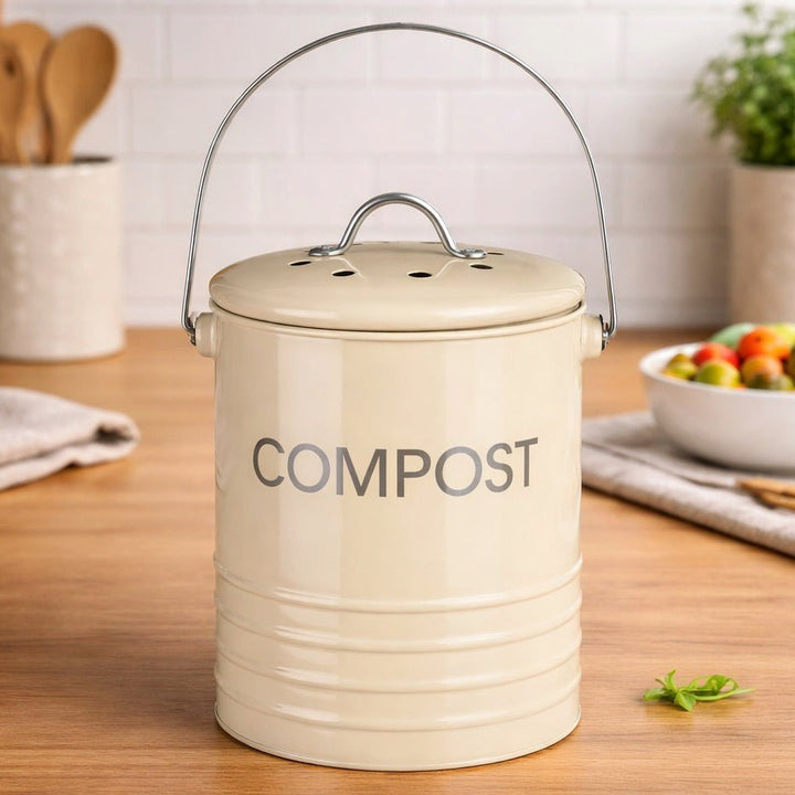 Compost Bin with Handle - Cream1 - Duck Barn Interiors