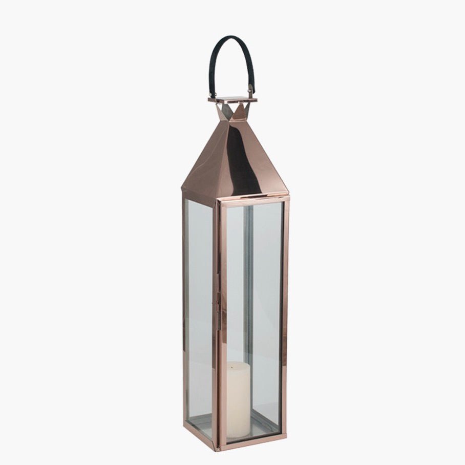 Copper Stainless Steel Glass Lantern - Large3 - Duck Barn Interiors