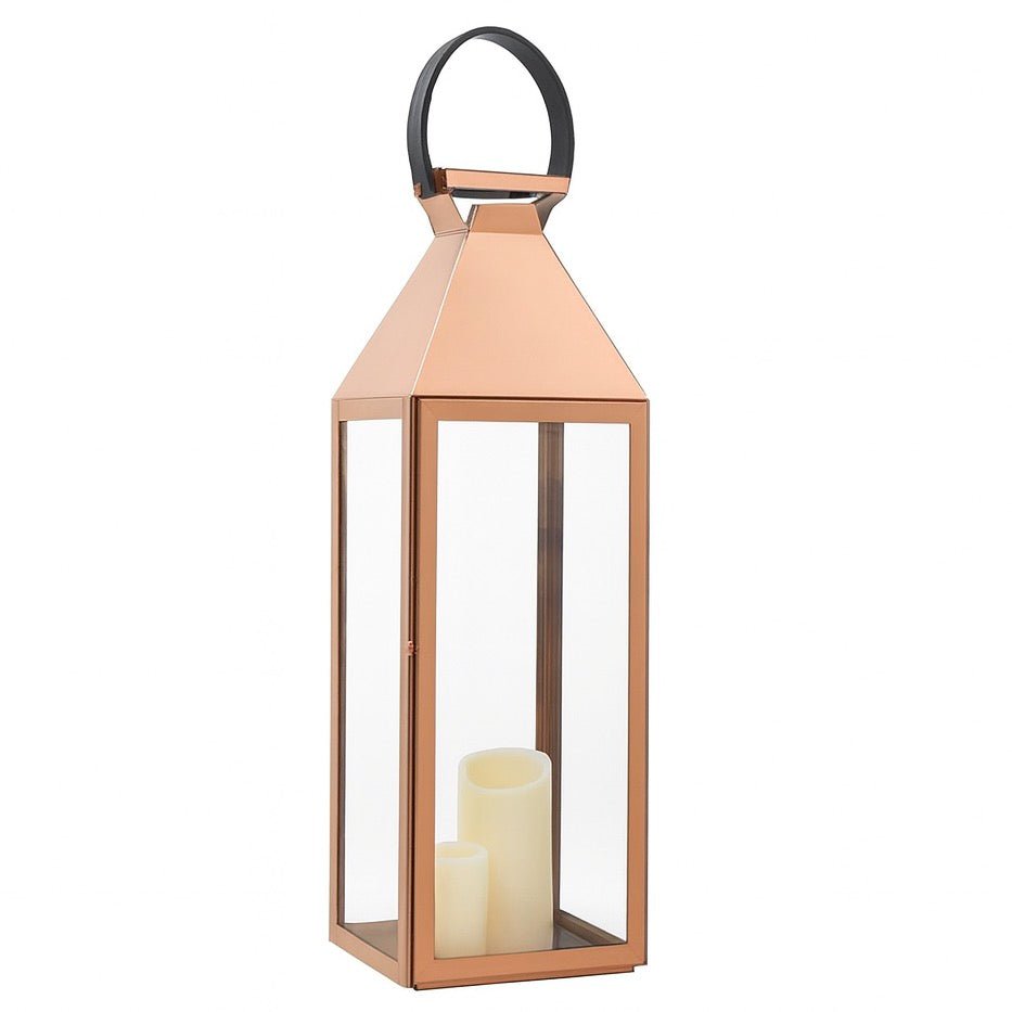 Copper Stainless Steel Glass Lantern - Medium4 - Duck Barn Interiors