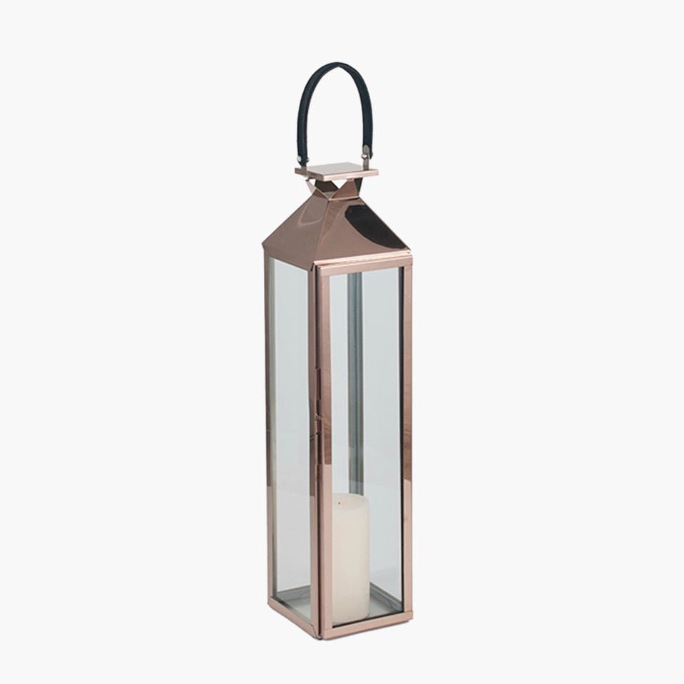 Copper Stainless Steel Glass Lantern - Medium3 - Duck Barn Interiors