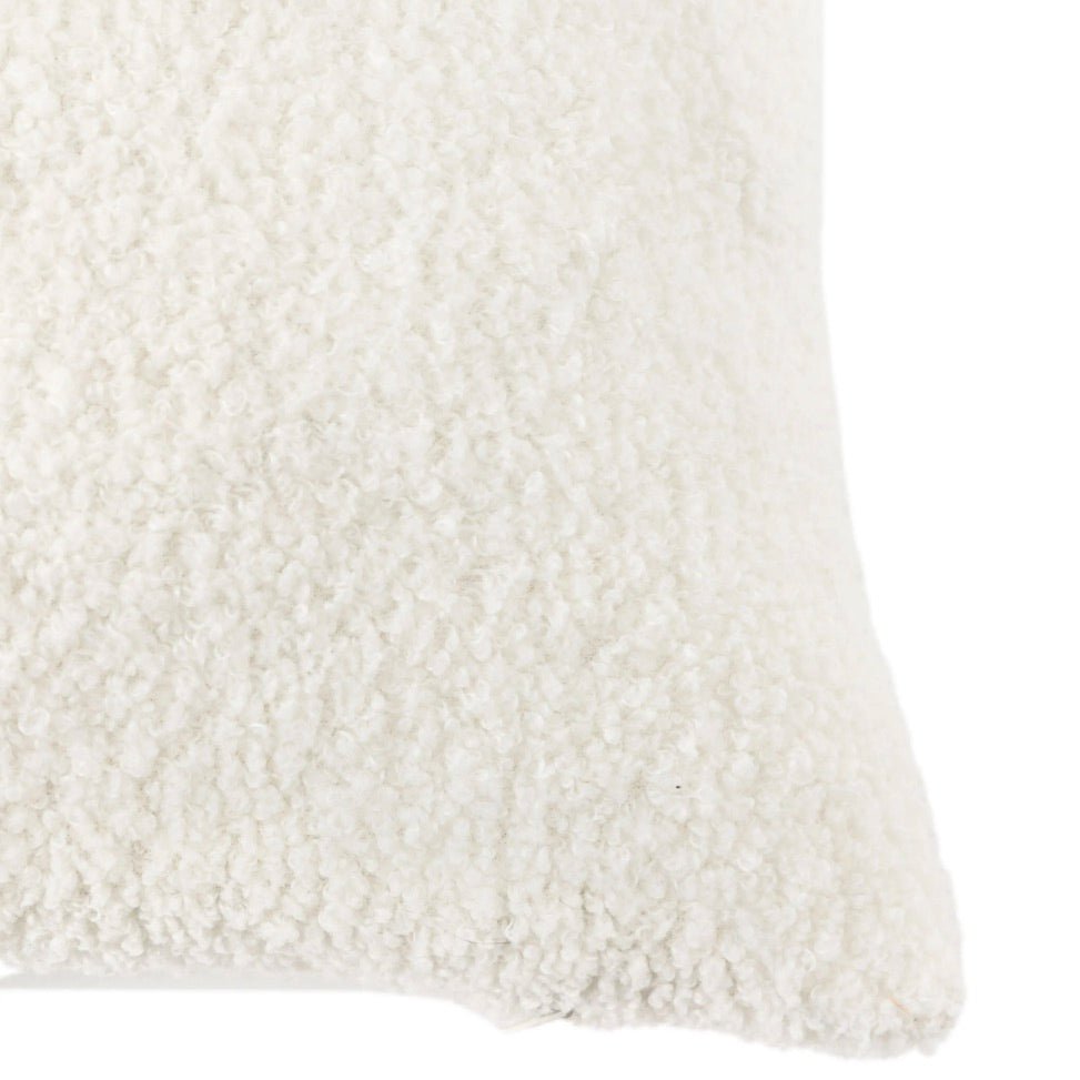 Cosy Embroidered White Boucle Cushion7 - Duck Barn Interiors