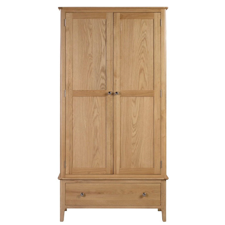 Cotswold Oak 2 Door 1 Drawer Wardrobe1 - Duck Barn Interiors