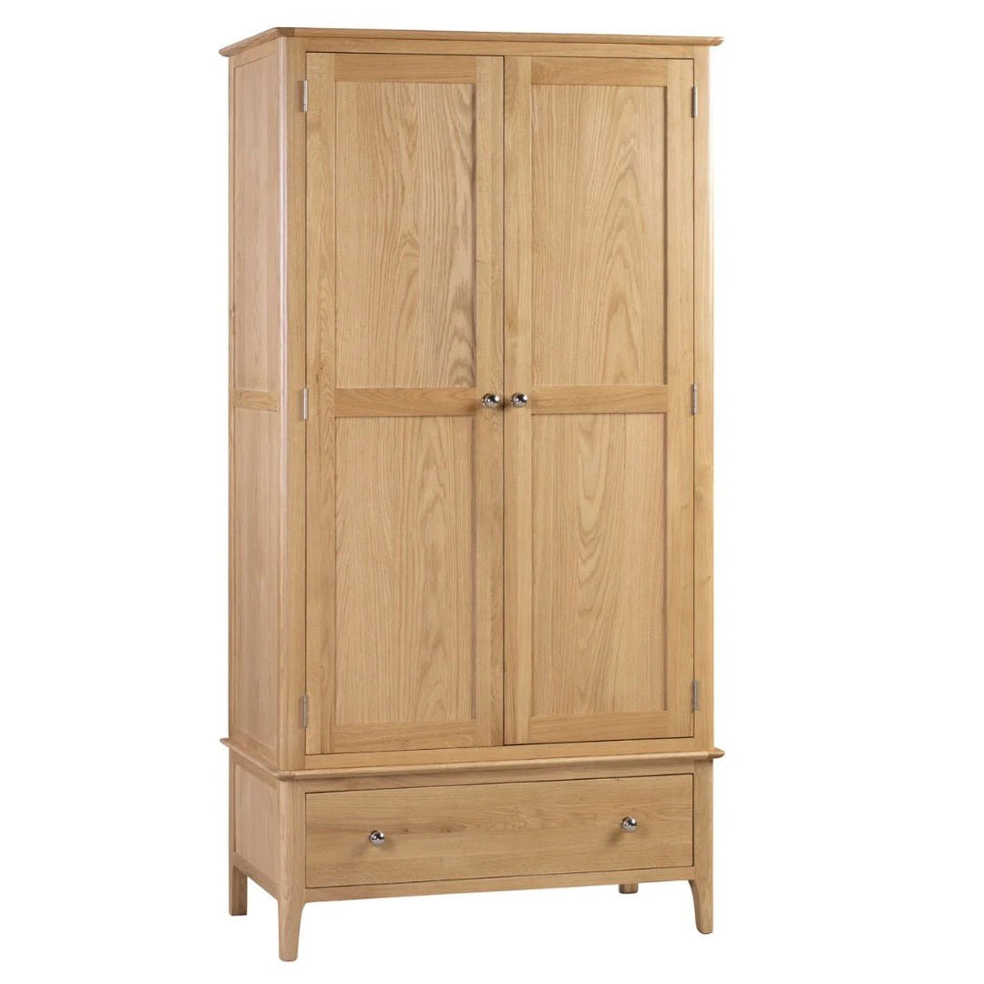 Cotswold Oak 2 Door 1 Drawer Wardrobe5 - Duck Barn Interiors