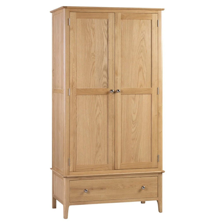Cotswold Oak 2 Door 1 Drawer Wardrobe5 - Duck Barn Interiors