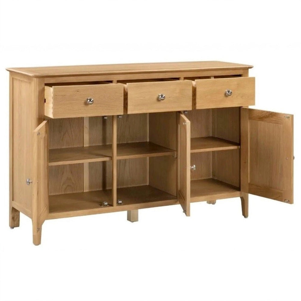 Cotswold Oak 3 Drawer 3 Door Sideboard2 - Duck Barn Interiors