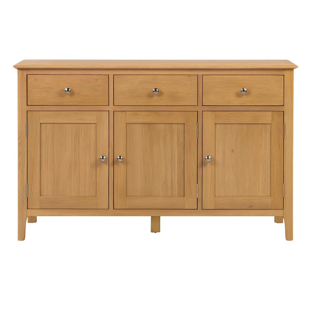 Cotswold Oak 3 Drawer 3 Door Sideboard1 - Duck Barn Interiors