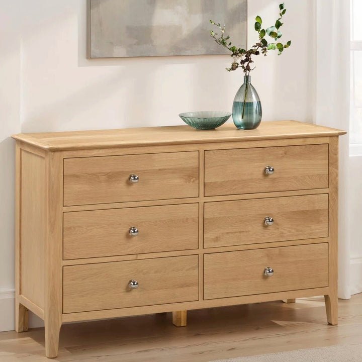 Cotswold Oak 6 Drawer Wide Chest of Drawers1 - Duck Barn Interiors