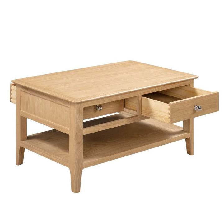 Cotswold Oak Coffee Table with 2 Drawers5 - Duck Barn Interiors