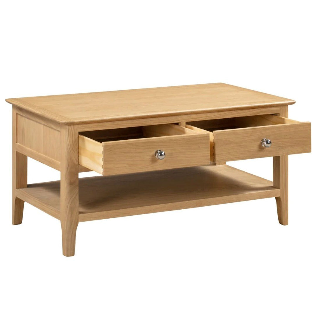 Cotswold Oak Coffee Table with 2 Drawers4 - Duck Barn Interiors