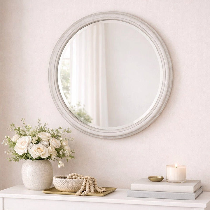 Cotswold Round Wall Mirror - 50cm - Off White1 - Duck Barn Interiors