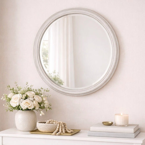 Cotswold Round Wall Mirror - 50cm - Off White