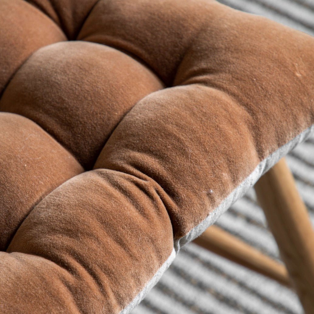 Cotton Velvet Seat Pad Cushion - Tan5 - Duck Barn Interiors