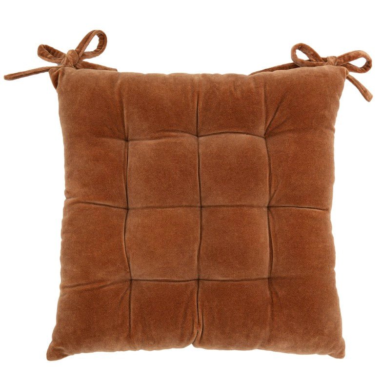 Cotton Velvet Seat Pad Cushion - Tan1 - Duck Barn Interiors