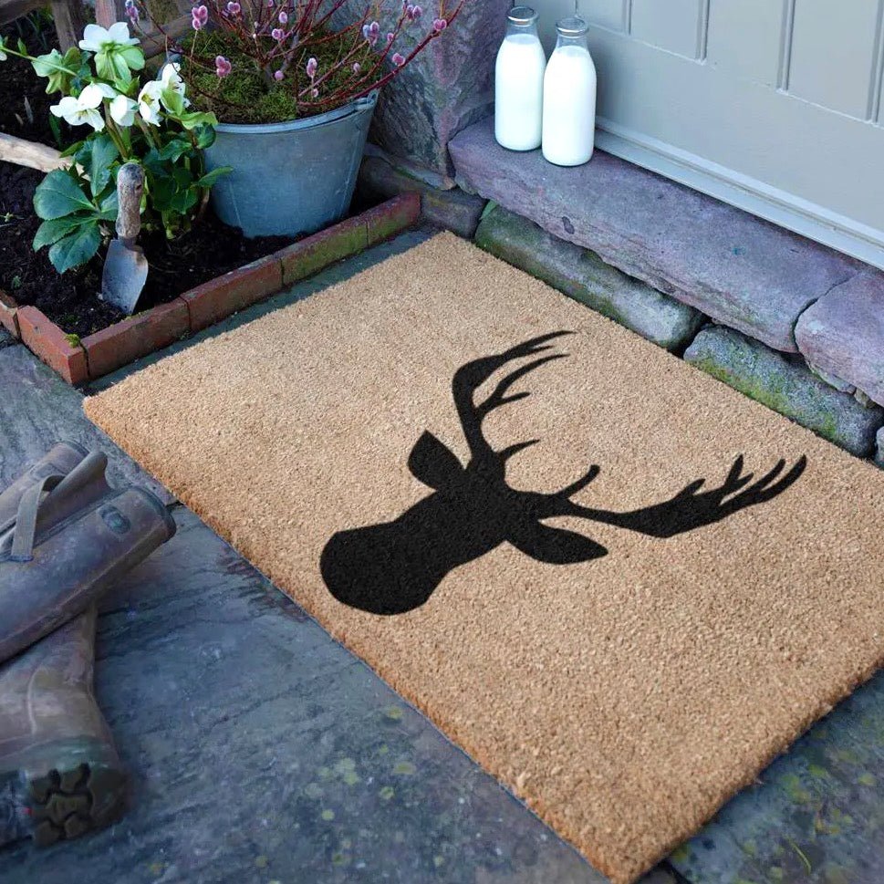 Country Black Stags Head Doormat - Extra Large1 - Duck Barn Interiors