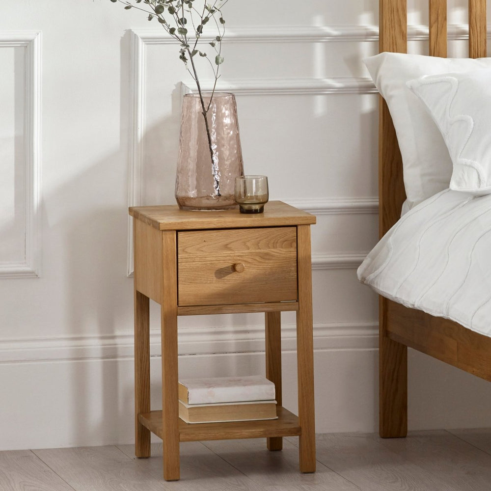 Coxmoor 1 Drawer Bedside Table - Oak1 - Duck Barn Interiors