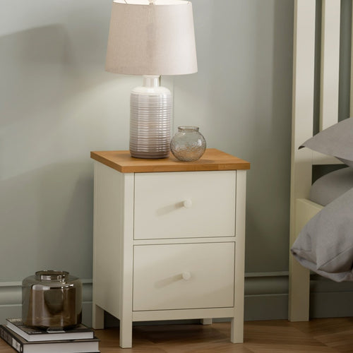 Coxmoor 2 Drawer Bedside - Ivory and Oak