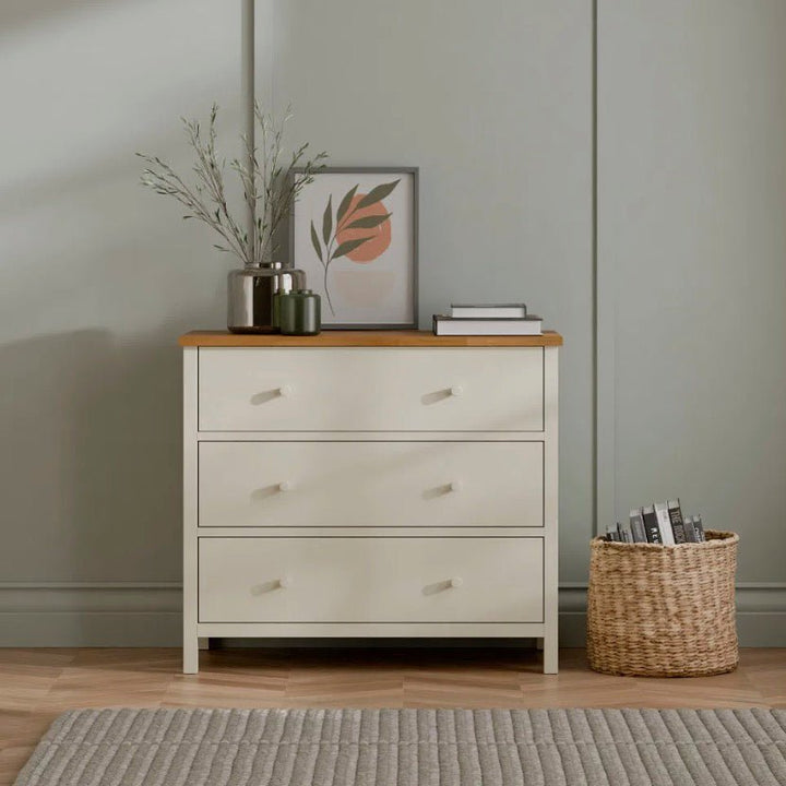 Coxmoor 3 Drawer Chest - Ivory and Oak1 - Duck Barn Interiors