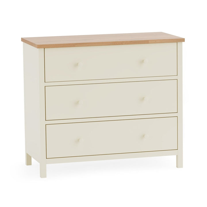 Coxmoor 3 Drawer Chest - Ivory and Oak2 - Duck Barn Interiors