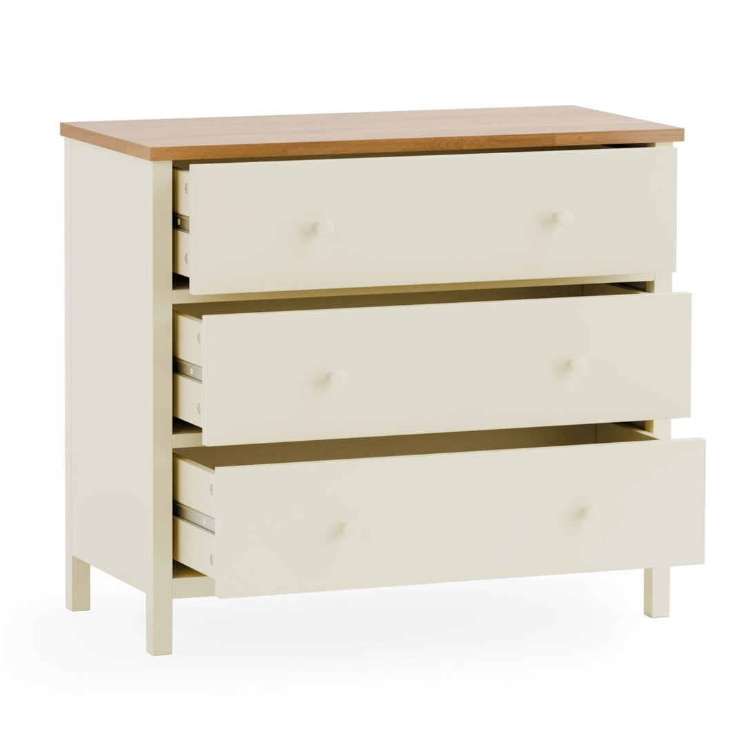 Coxmoor 3 Drawer Chest - Ivory and Oak3 - Duck Barn Interiors