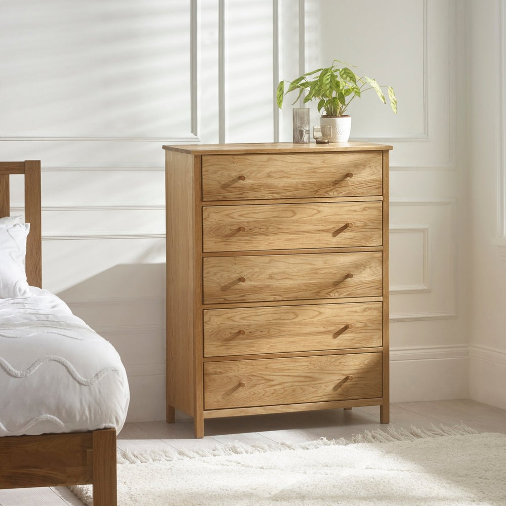 Coxmoor 5 Drawer Wide Chest - Oak1 - Duck Barn Interiors
