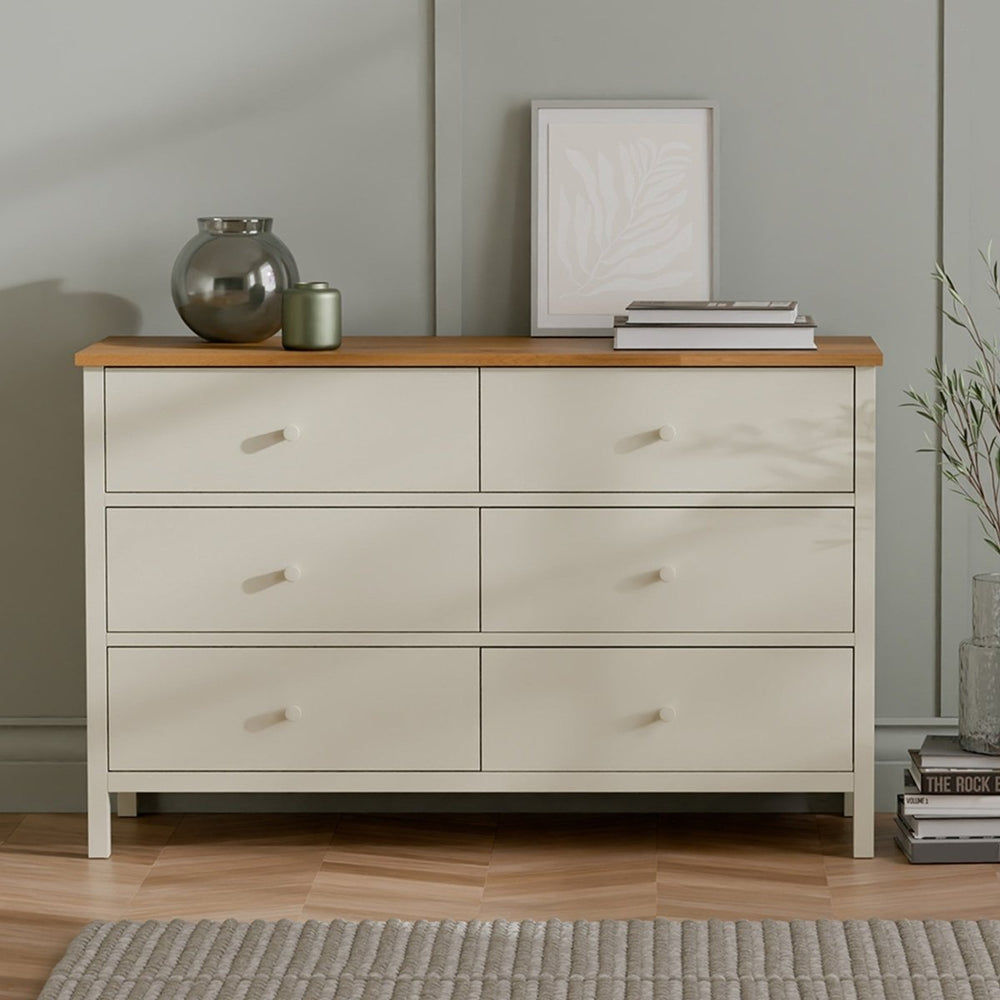 Coxmoor 6 Drawer Chest - Ivory and Oak1 - Duck Barn Interiors