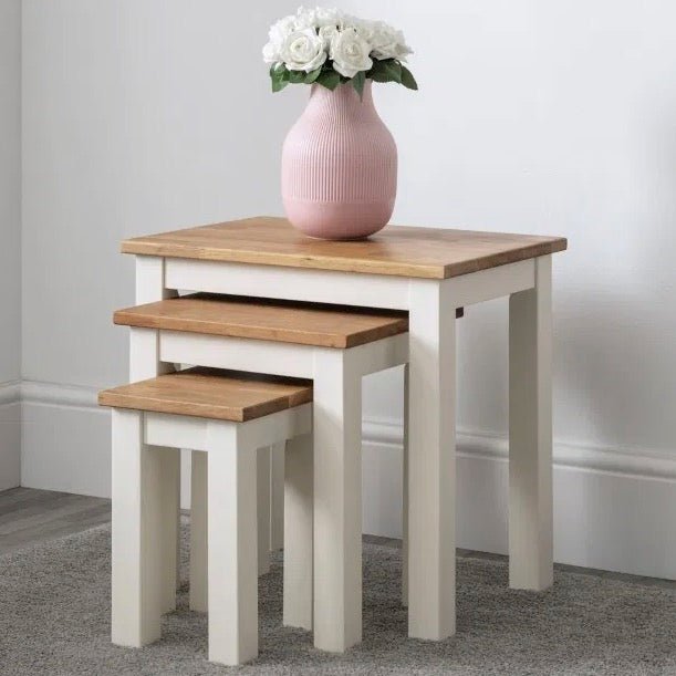 Coxmoor Nest Of 3 Tables - Ivory & Oak1 - Duck Barn Interiors