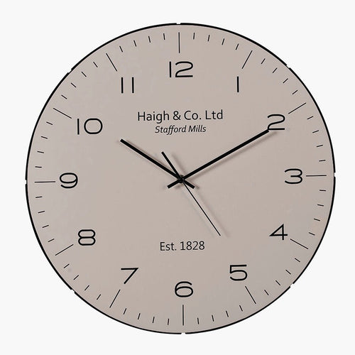 Cream and Black Dome Glass Large Wall Clock (50cm)