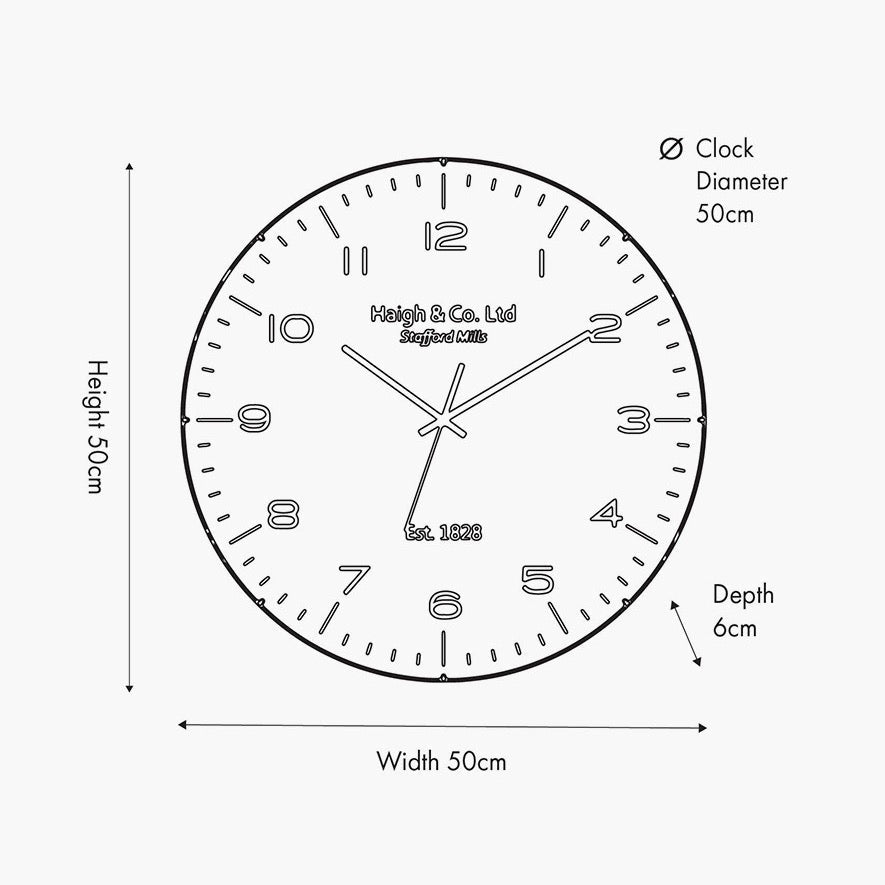 Cream and Black Dome Glass Large Wall Clock (50cm)9 - Duck Barn Interiors