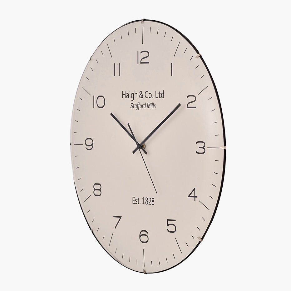 Cream and Black Dome Glass Large Wall Clock (50cm)4 - Duck Barn Interiors
