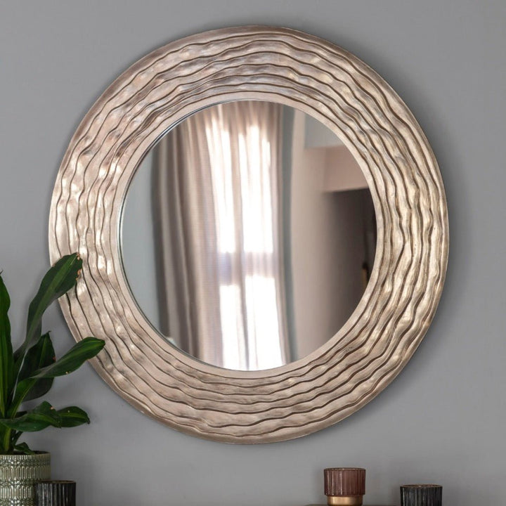 Cresta Champagne Round Mirror1 - Duck Barn Interiors