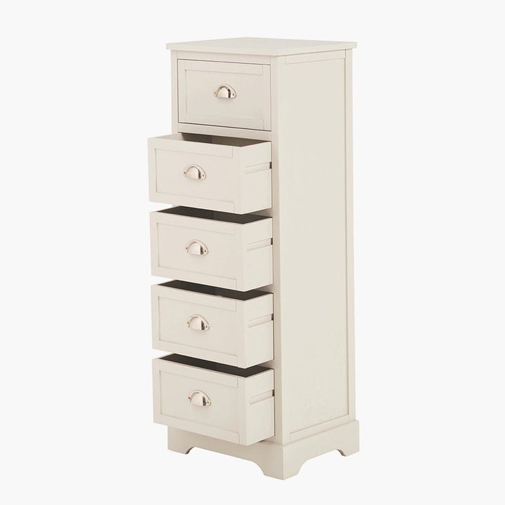Croft Linen Pine 5 Drawer Tallboy2 - Duck Barn Interiors