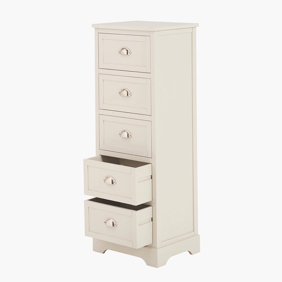 Croft Linen Pine 5 Drawer Tallboy10 - Duck Barn Interiors