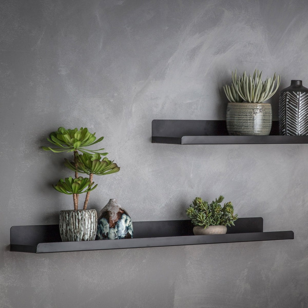 Crofton Black Metal Wall Shelf - 2 Sizes2 - Duck Barn Interiors