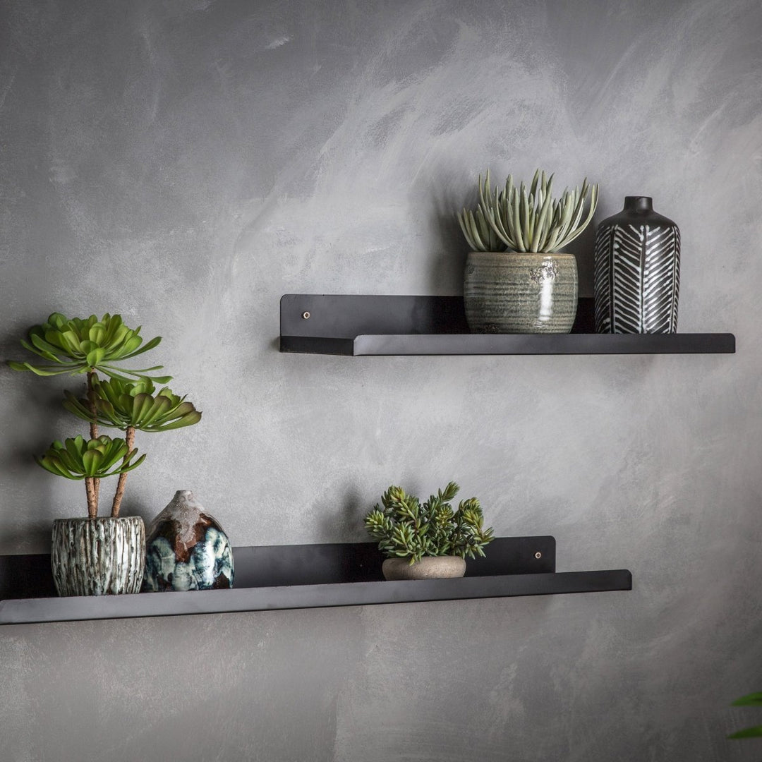 Crofton Black Metal Wall Shelf - 2 Sizes4 - Duck Barn Interiors