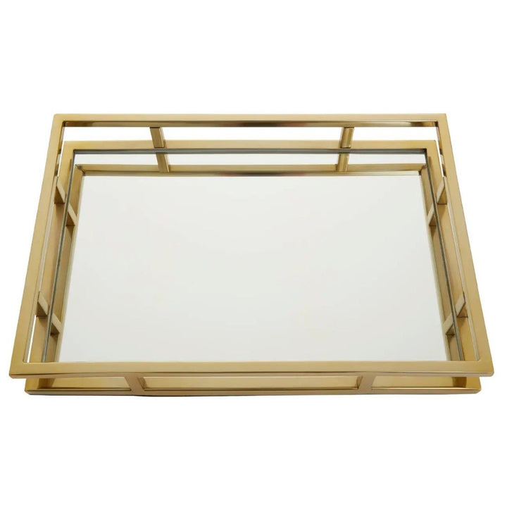 Cruzar Rectangular Gold Finish Tray2 - Duck Barn Interiors