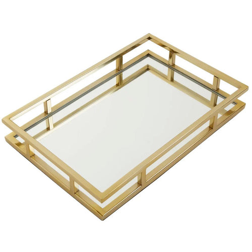 Cruzar Rectangular Gold Finish Tray