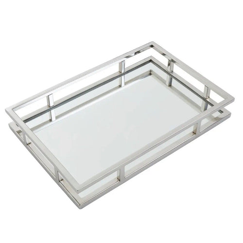 Cruzar Rectangular Silver Finish Tray