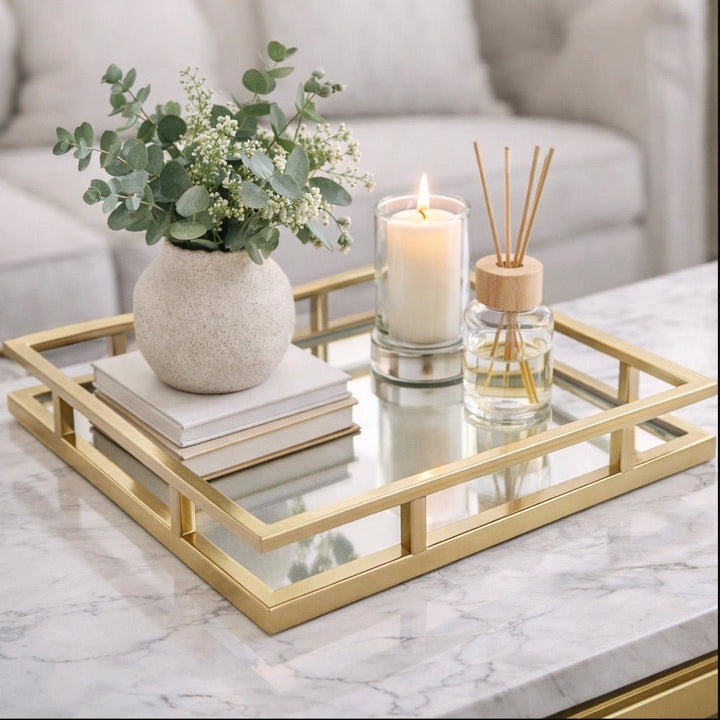 Cruzar Square Gold Finish Tray1 - Duck Barn Interiors